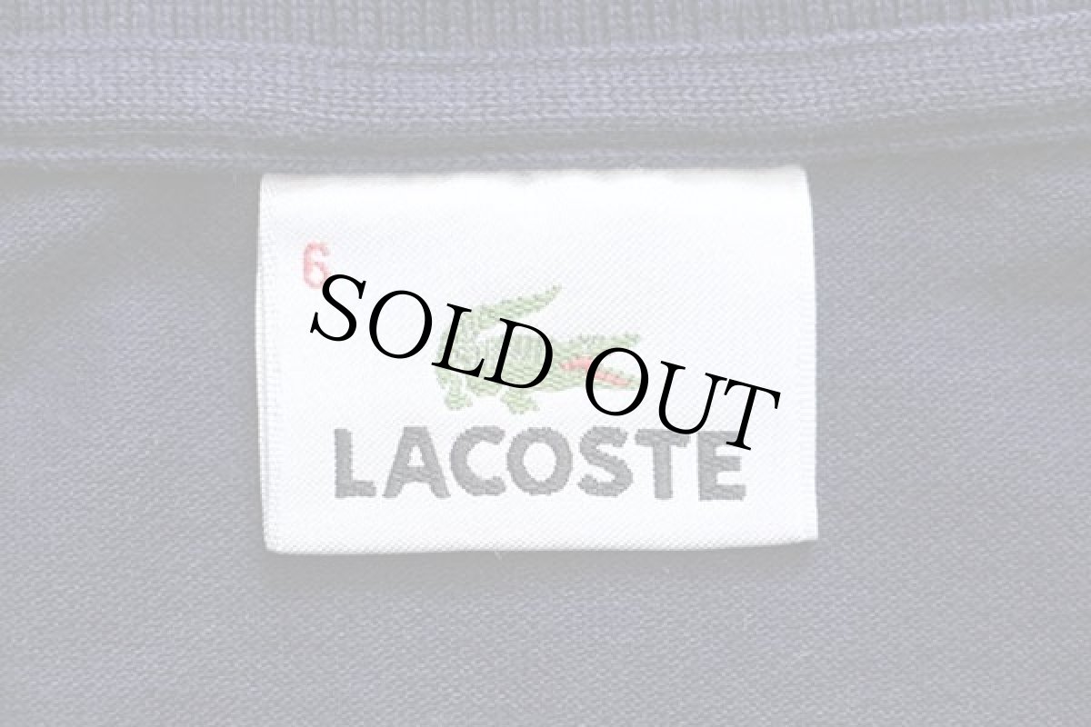 画像4: 90s LACOSTEラコステ ワンポイント ポケット付き コットン 鹿の子 長袖ポロシャツ 紺 6 (4)