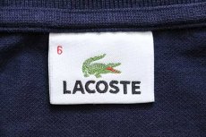 画像4: 90s LACOSTEラコステ ワンポイント ポケット付き コットン 鹿の子 長袖ポロシャツ 紺 6 (4)