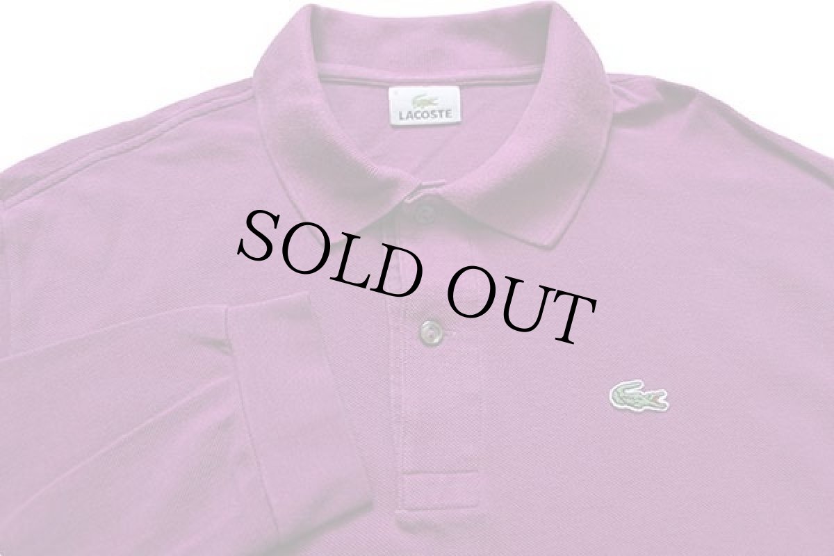 画像3: 90s LACOSTEラコステ ワンポイント コットン 鹿の子 長袖ポロシャツ 紫 6★A (3)