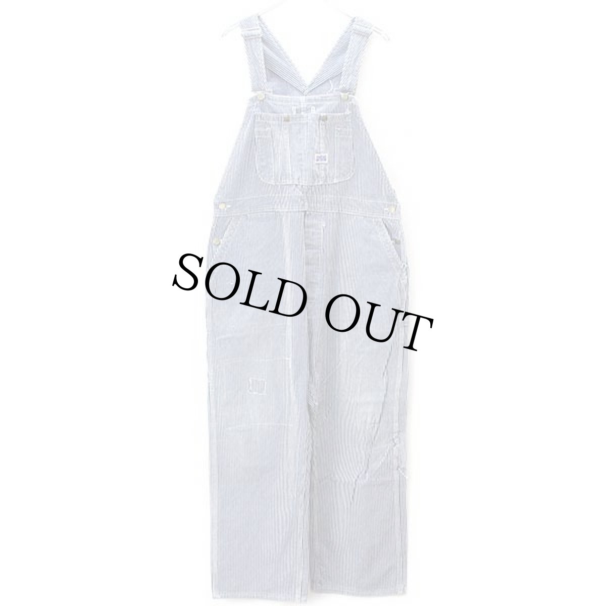 画像2: 80s USA製 BIG SMITHビッグスミス パッチワーク リペア ヒッコリー ストライプ オーバーオール w40 L30 (2)