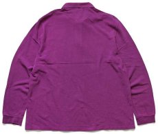 画像2: 90s LACOSTEラコステ ワンポイント コットン 鹿の子 長袖ポロシャツ 紫 6★A (2)