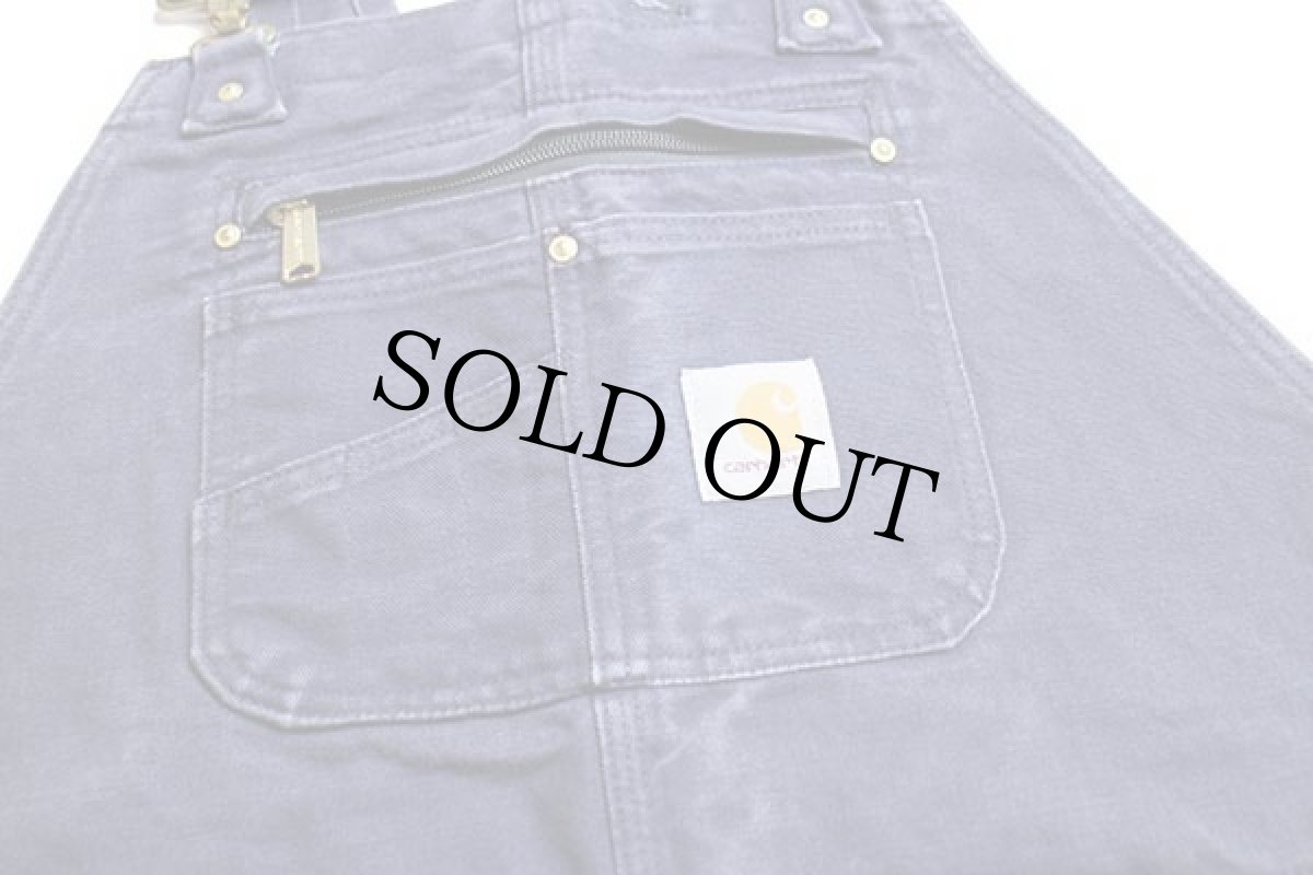 画像4: メキシコ製 carharttカーハート ダック地 ダブルニー オーバーオール 濃紺 w40 (4)