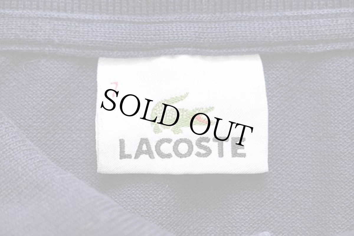 画像4: 90s LACOSTEラコステ ワンポイント コットン 鹿の子 長袖ポロシャツ 紺 7 (4)