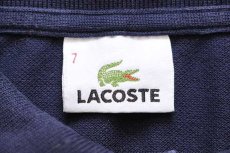 画像4: 90s LACOSTEラコステ ワンポイント コットン 鹿の子 長袖ポロシャツ 紺 7 (4)