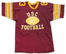 画像2: 80s USC FOOTBALL 83 ナンバリング コットン フットボールTシャツ バーガンディ (2)