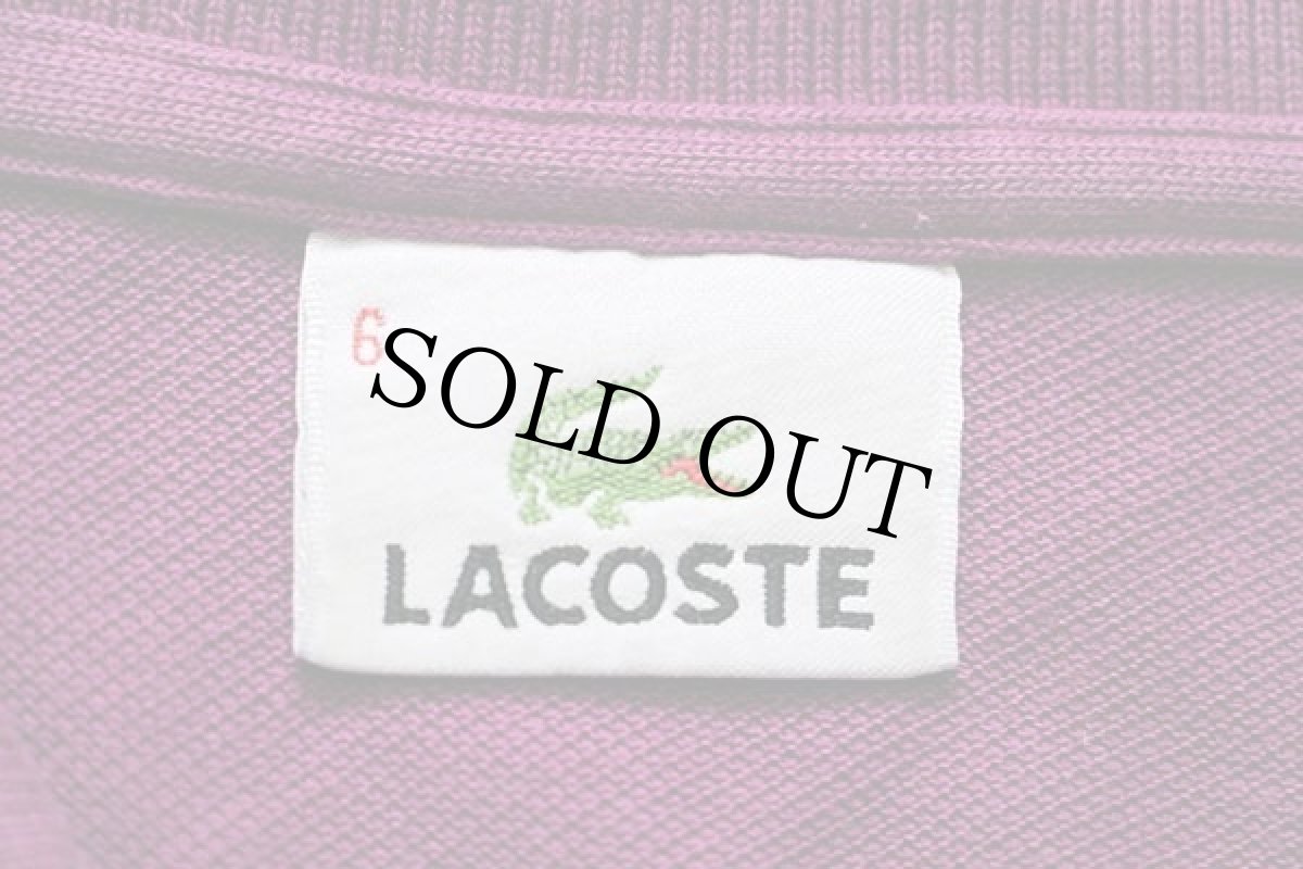 画像4: 90s LACOSTEラコステ ワンポイント コットン 鹿の子 長袖ポロシャツ 紫 6★A (4)