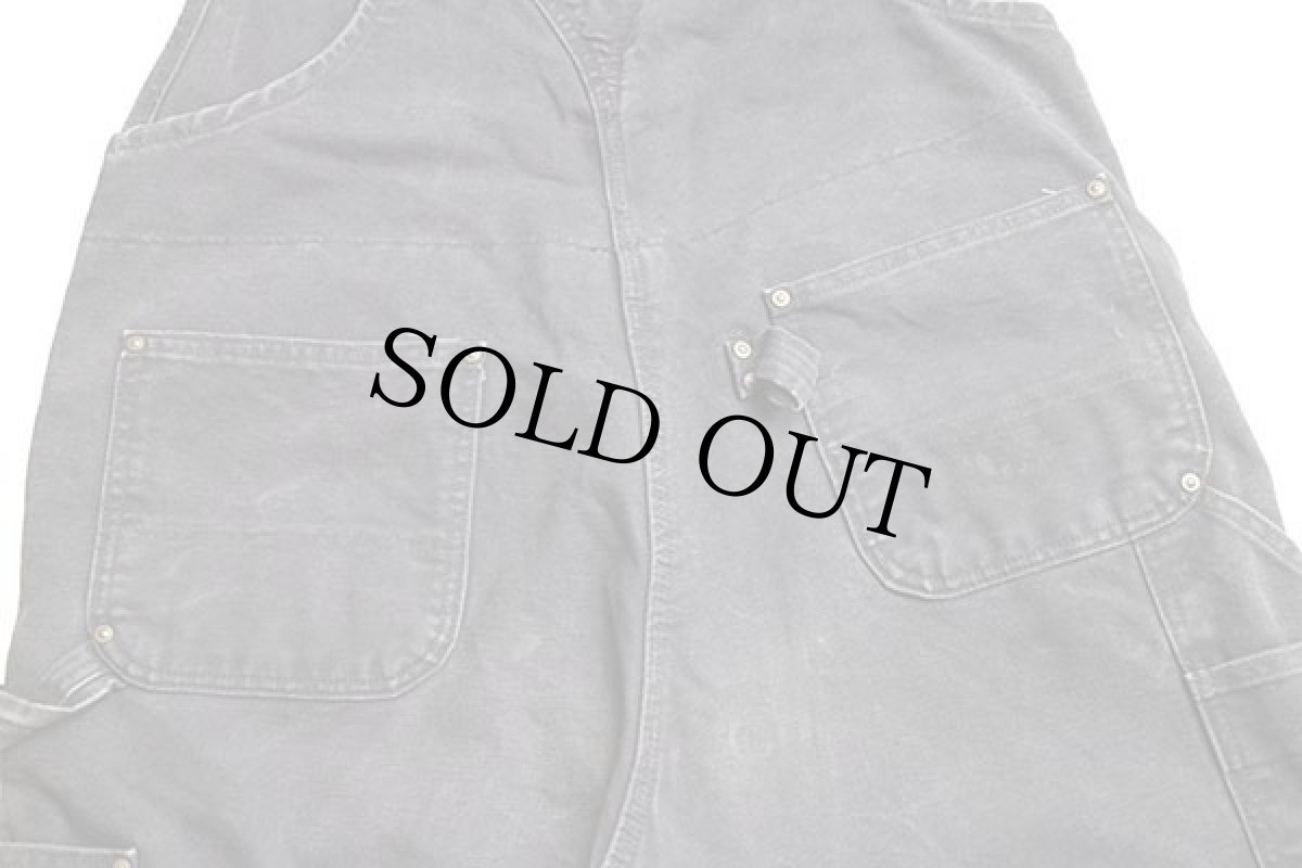 画像5: メキシコ製 carharttカーハート ダック地 ダブルニー オーバーオール ボロ 黒 w38 L32 (5)