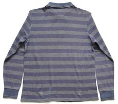 画像2: FRED PERRYフレッドペリー ワンポイント ボーダー ストレッチ 鹿の子 長袖ポロシャツ ナス紺×杢グレー L (2)