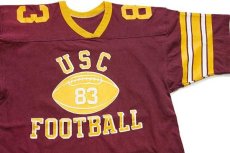 画像1: 80s USC FOOTBALL 83 ナンバリング コットン フットボールTシャツ バーガンディ (1)