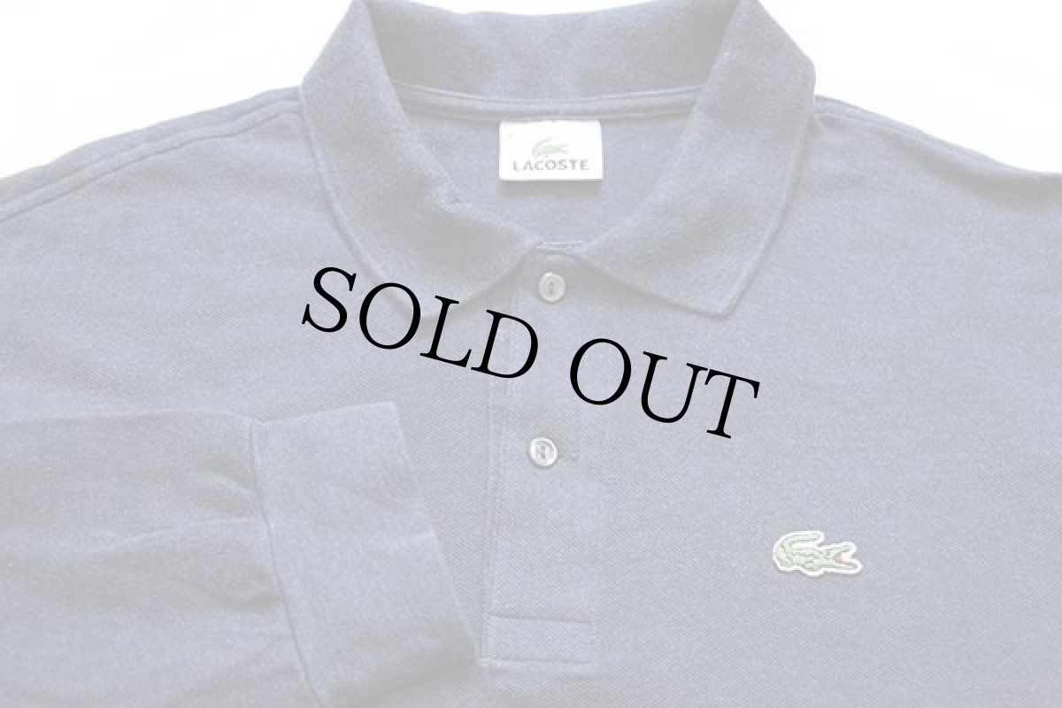 画像3: 90s LACOSTEラコステ ワンポイント コットン 鹿の子 長袖ポロシャツ ネイビーグレー 6 (3)