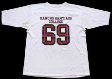 画像2: 80s RANCHO SANTIAGO COLLEGE 69 ナンバリング フットボールTシャツ ボロ 白 (2)