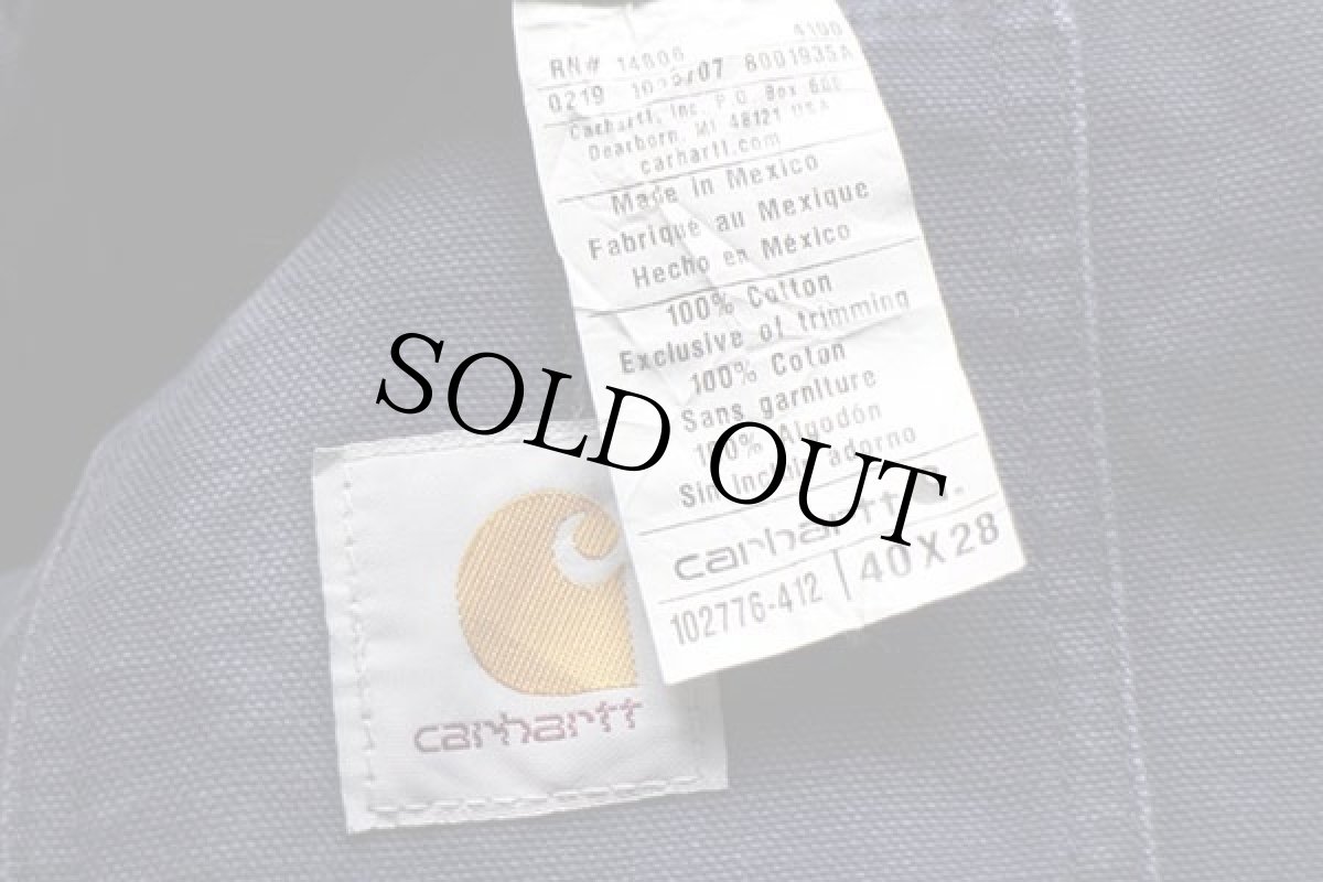 画像5: メキシコ製 carharttカーハート ダック地 ダブルニー オーバーオール 濃紺 w40 (5)