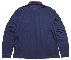 画像2: 90s LACOSTEラコステ ワンポイント ポケット付き コットン 鹿の子 長袖ポロシャツ 紺 6 (2)