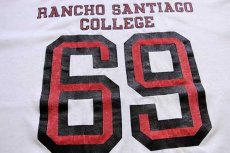 画像4: 80s RANCHO SANTIAGO COLLEGE 69 ナンバリング フットボールTシャツ ボロ 白 (4)