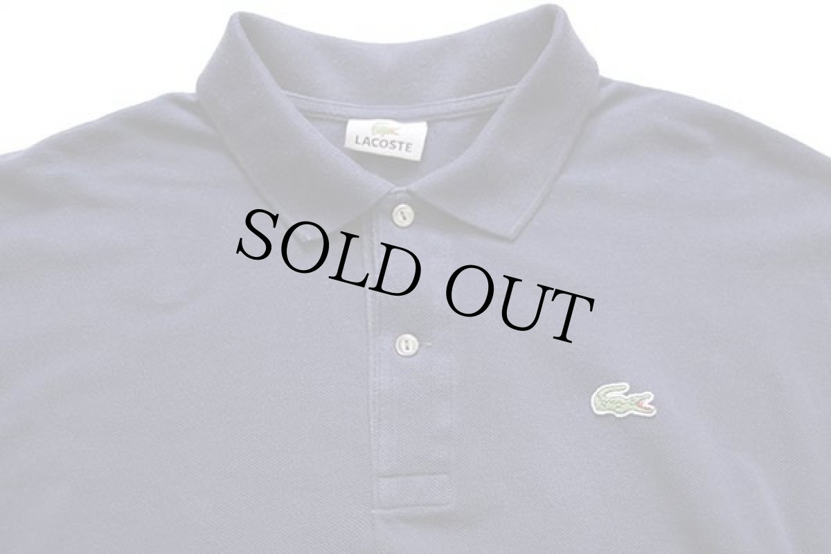 画像3: 90s LACOSTEラコステ ワンポイント コットン 鹿の子 長袖ポロシャツ 紺 7 (3)