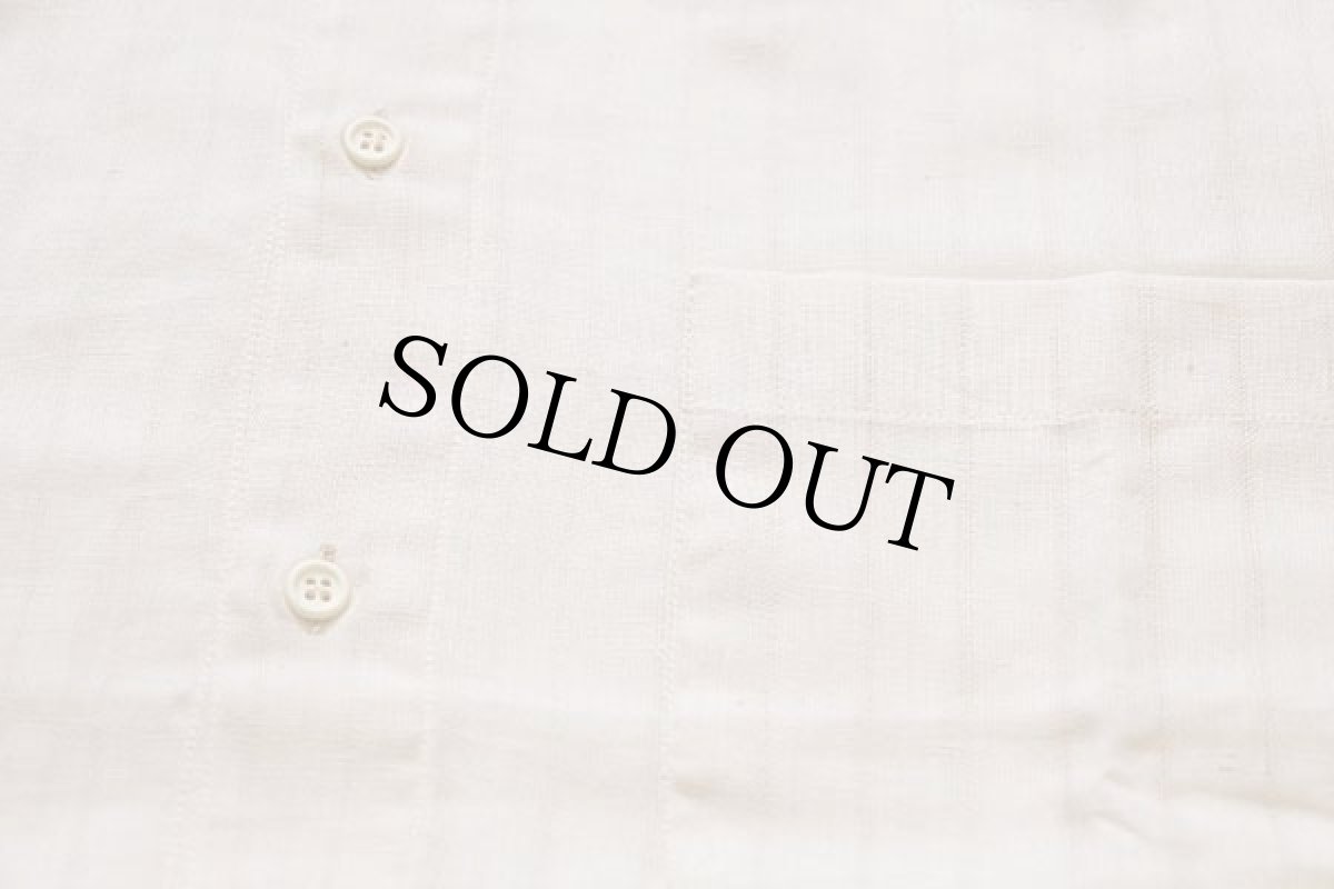 画像6: デッドストック★イタリア製 Stella Nera 織り柄 ストライプ 半袖 コットン ガーゼシャツ 生成り S (6)