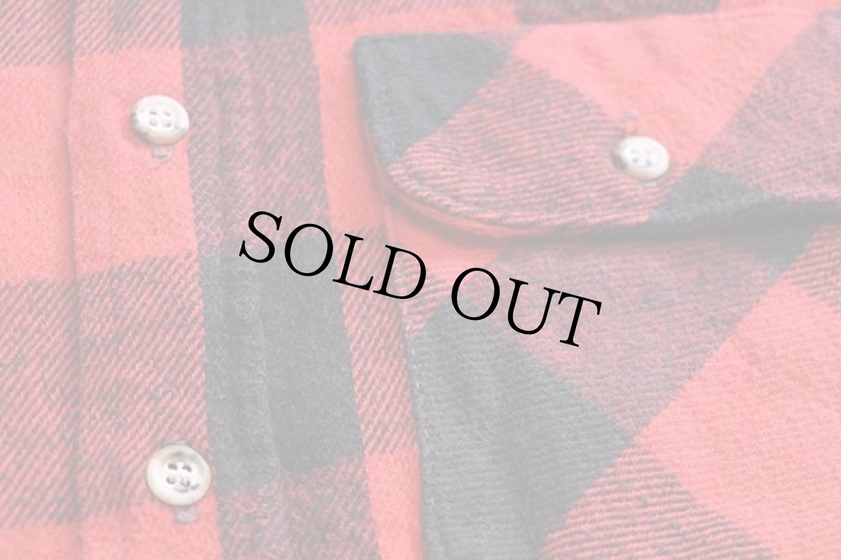 画像5: 80s USA製 FIVE BROTHERファイブブラザー バッファローチェック コットン フランネルシャツ カスタム 赤×黒 XL (5)