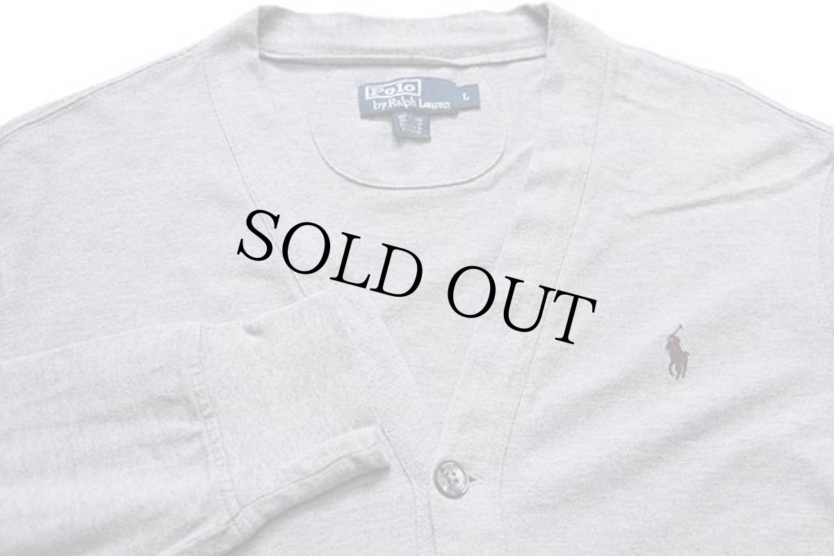 画像3: ポロ ラルフローレン ワンポイント コットン 鹿の子 カーディガン グレー L (3)