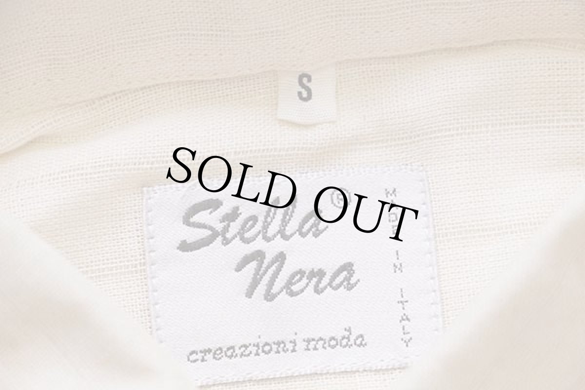 画像5: デッドストック★イタリア製 Stella Nera 織り柄 ストライプ 半袖 コットン ガーゼシャツ 生成り S (5)