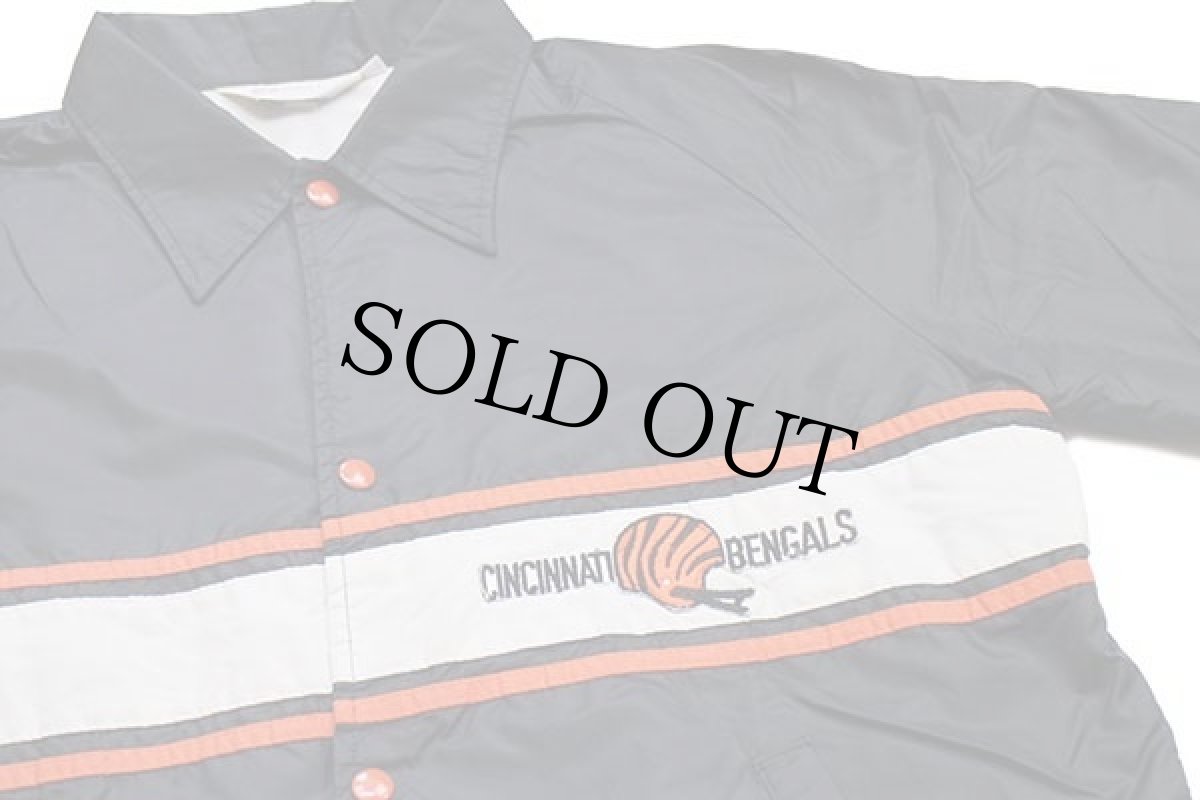 画像3: 80s Stahl-Urban NFL CINCINNATI BENGALS パッチ付き ナイロン コーチジャケット 黒 L (3)