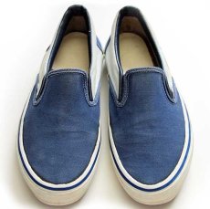 画像1: 80s VANSバンズ ツートン 切り替え スリッポン 紺×アイスブルー★スニーカー (1)