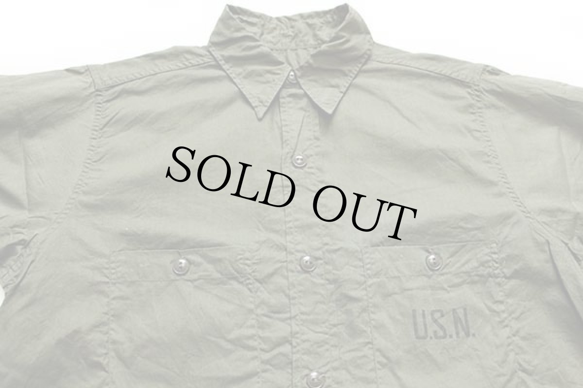 画像3: 40s 米軍 U.S.NAVY N-3 マチ付き コットンポプリンシャツ カスタム オリーブ 15 (3)