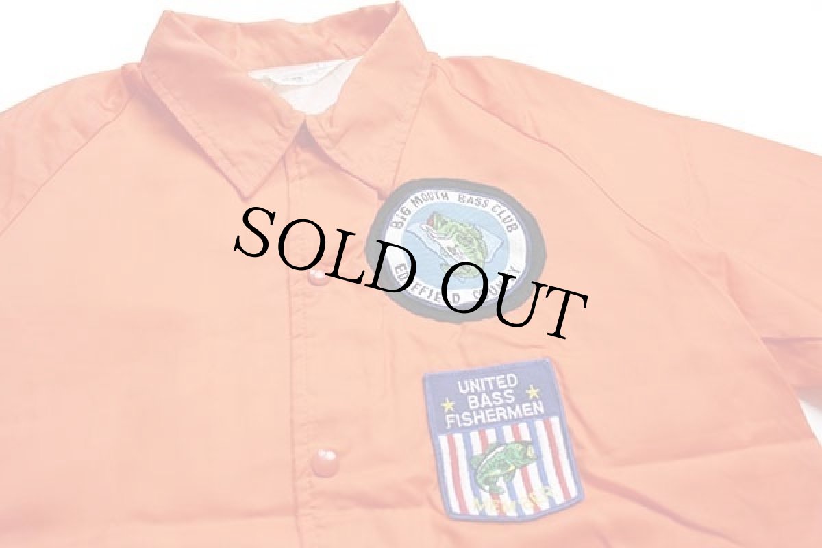 画像3: 70s Chalk Line BASS パッチ付き ナイロン コーチジャケット オレンジ L (3)