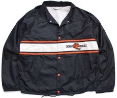 画像1: 80s Stahl-Urban NFL CINCINNATI BENGALS パッチ付き ナイロン コーチジャケット 黒 L (1)