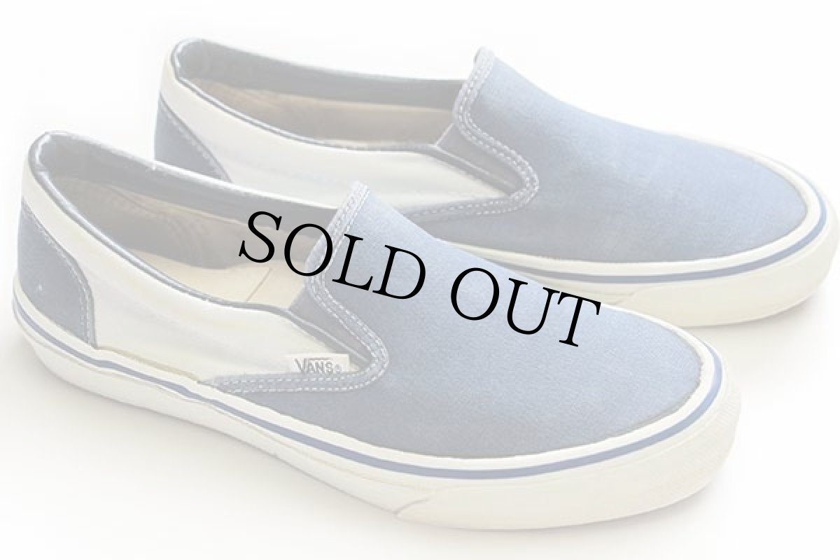 画像2: 80s VANSバンズ ツートン 切り替え スリッポン 紺×アイスブルー★スニーカー (2)