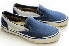 画像2: 80s VANSバンズ ツートン 切り替え スリッポン 紺×アイスブルー★スニーカー (2)