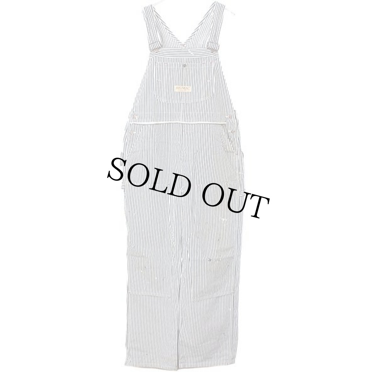 画像2: 90s BIGMACビッグマック ペンキ飛び ヒッコリー ストライプ ダブルニー オーバーオール w43 (2)