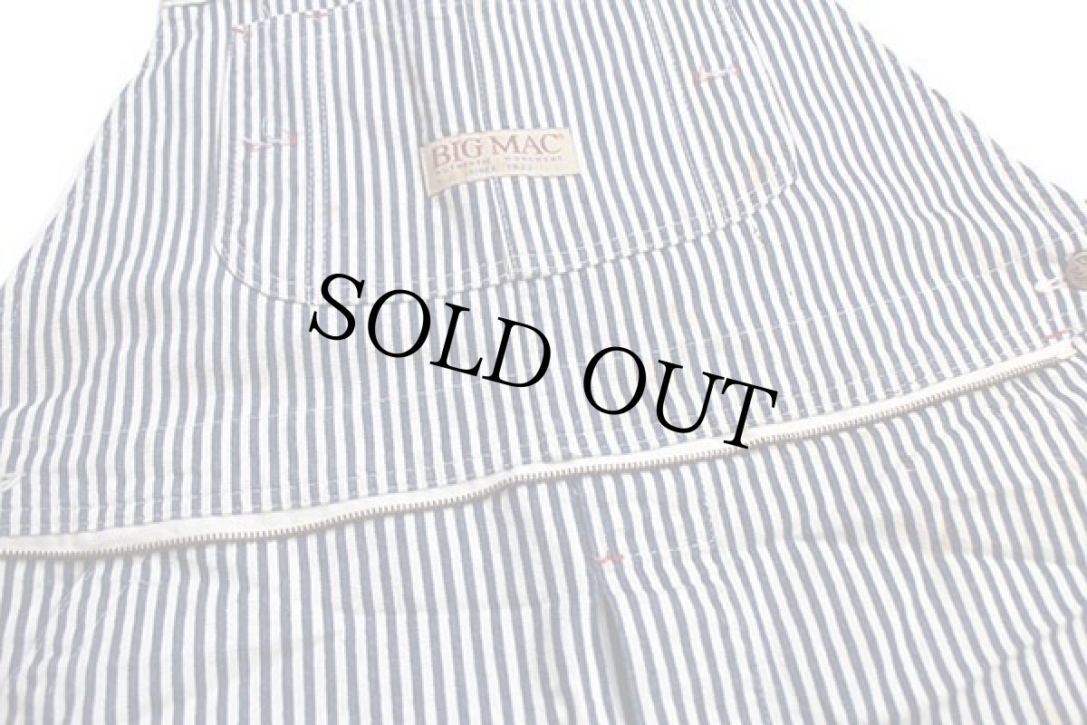 画像4: 90s BIGMACビッグマック ペンキ飛び ヒッコリー ストライプ ダブルニー オーバーオール w43 (4)