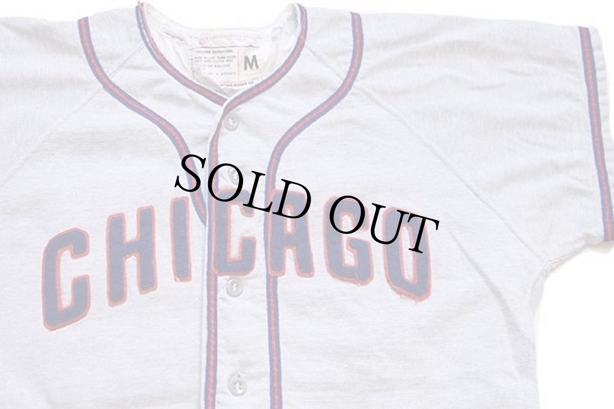 画像3: 50s Wilsonウィルソン CHICAGO 22 フェルトパッチ付き ベースボールシャツ 杢ブルーグレー M (3)