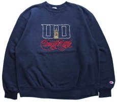 画像1: 90s USA製 Championチャンピオン University of Dayton 刺繍 前V スウェット 紺 XXL (1)