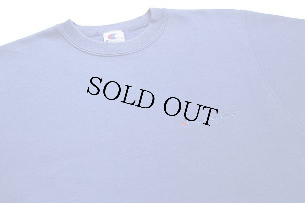 画像3: 90s USA製 Championチャンピオン ワンポイント スクリプト ロゴ刺繍 スウェット 青 M (3)