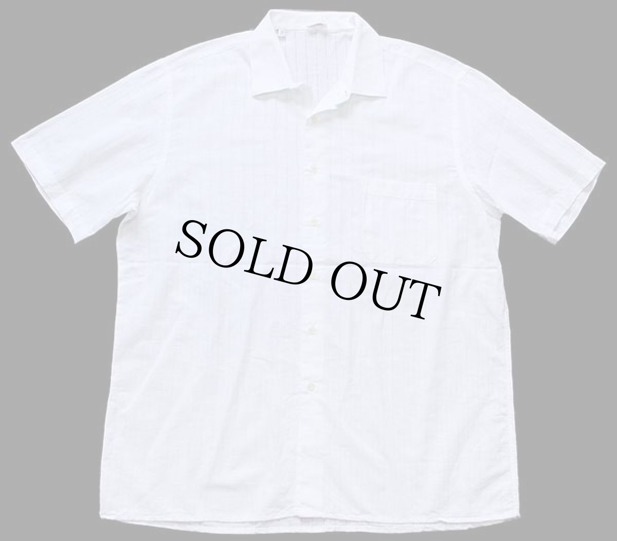 画像2: デッドストック★イタリア製 bassetti 織り柄 ストライプ 半袖 コットン×リネン ガーゼシャツ 白 17.5 (2)