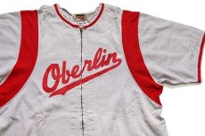 画像3: 60s Spanjian Oberlin 7 ナンバリング ベースボールシャツ 杢グレー×赤 42 (3)