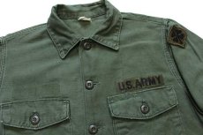 画像3: 60s 米軍 U.S.ARMY パッチ付き コットンサテン ユーティリティシャツ オリーブグリーン 15.5 (3)