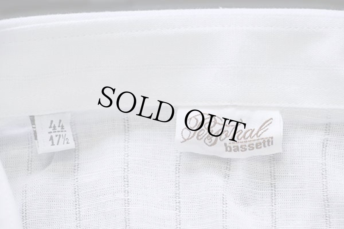 画像5: デッドストック★イタリア製 bassetti 織り柄 ストライプ 半袖 コットン×リネン ガーゼシャツ 白 17.5 (5)