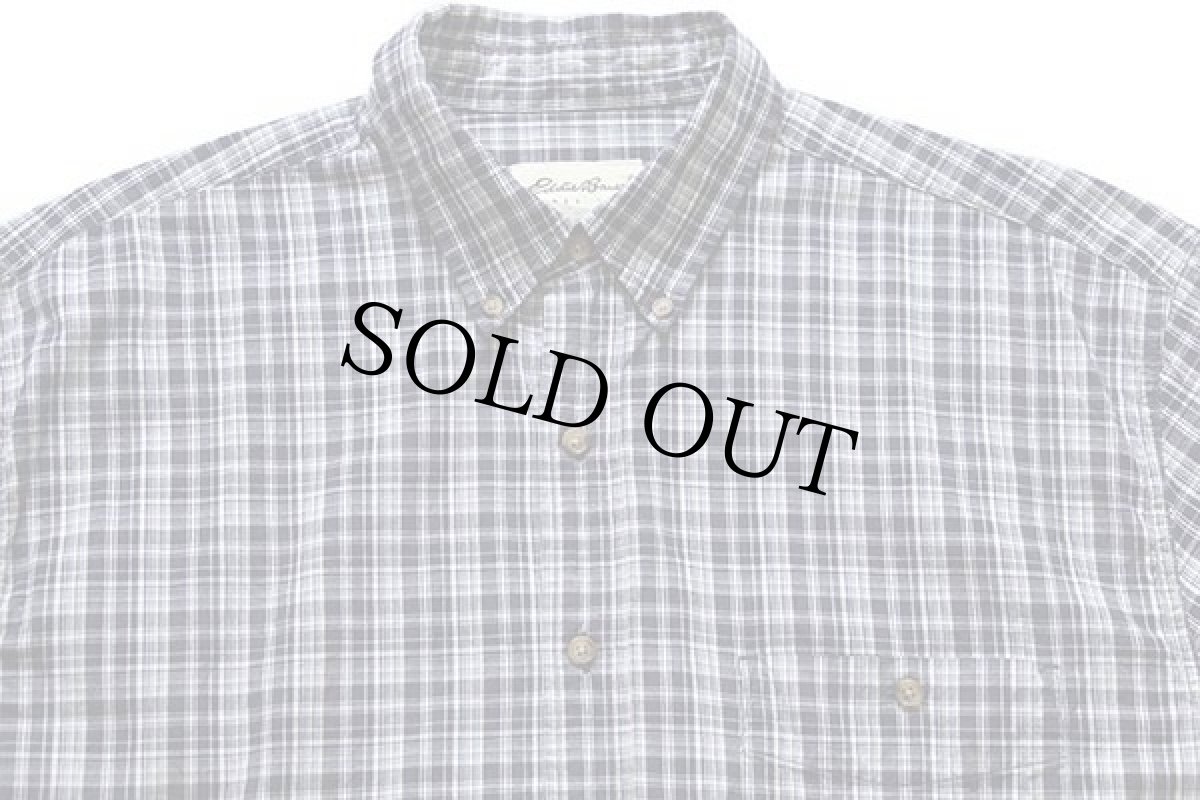 画像3: 90s EddieBauerエディーバウアー チェック ボタンダウン 半袖 オックスフォード コットンシャツ★インド綿 (3)