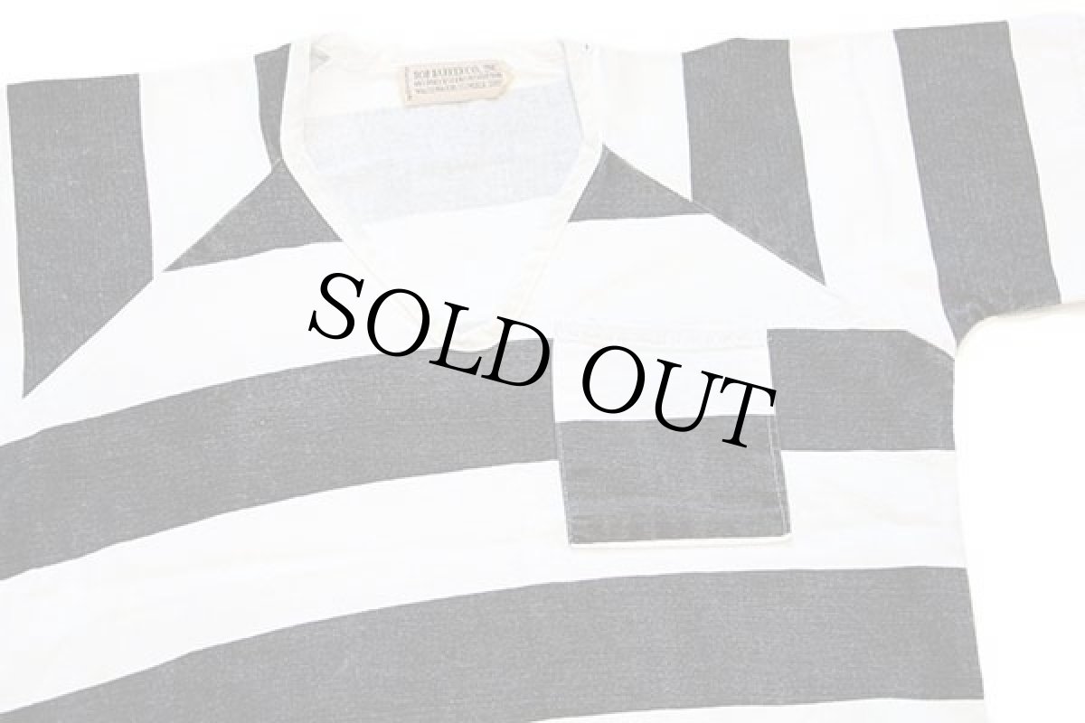 画像3: 80s BOB BARKER CO 太ボーダー 半袖 プリズナーシャツ 白×黒 M (3)