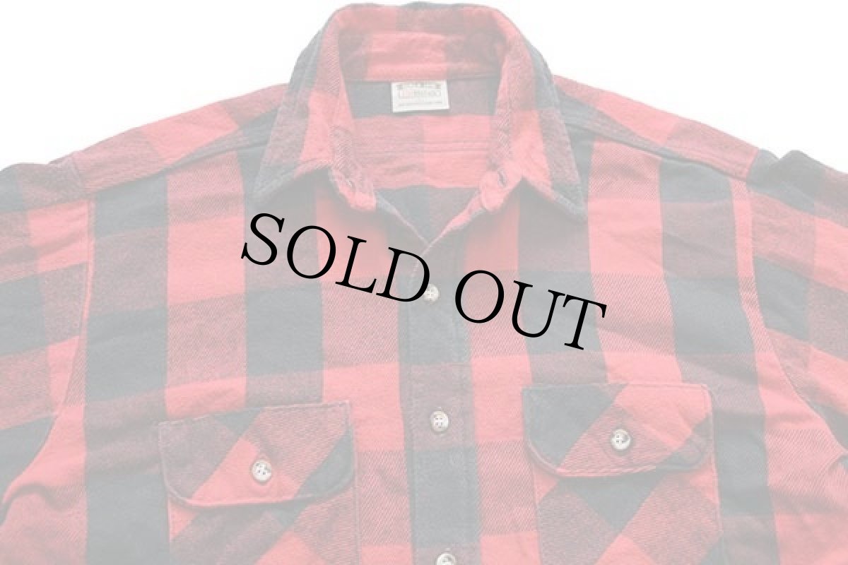 画像3: 90s USA製 FIVE BROTHERファイブブラザー バッファローチェック コットン フランネルシャツ 赤×黒 L (3)