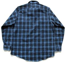 画像2: 90s USA製 SEARS タータンチェック プリントネルシャツ 濃青×黒 L (2)