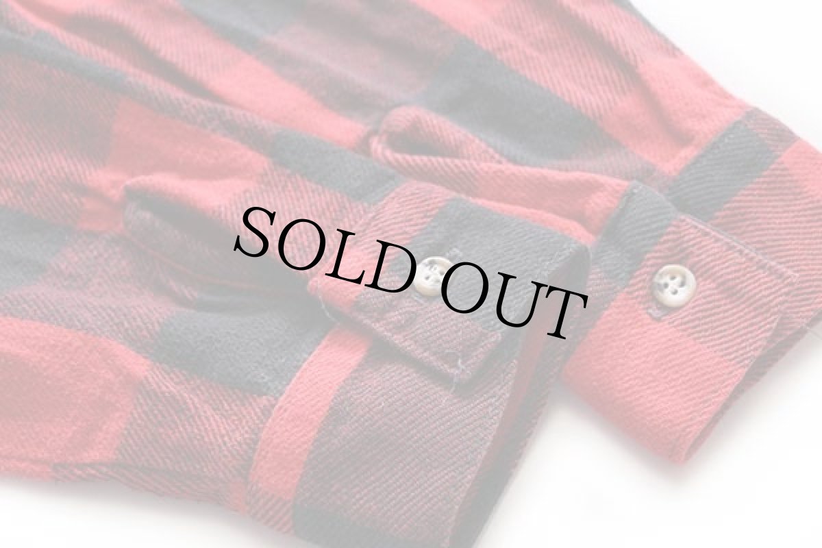 画像6: 90s USA製 FIVE BROTHERファイブブラザー バッファローチェック コットン フランネルシャツ 赤×黒 L (6)