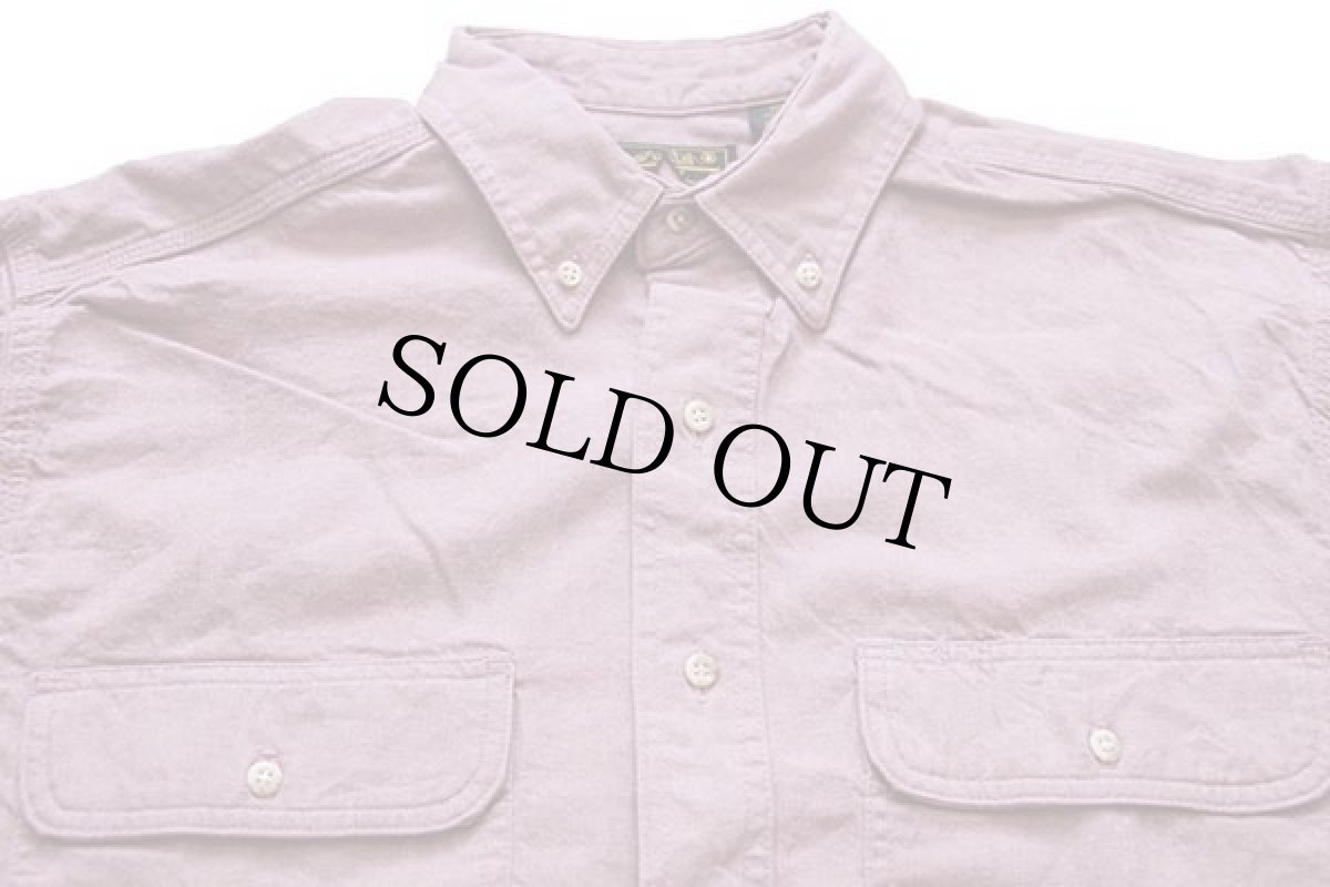 画像4: デッドストック★90s EddieBauerエディーバウアー 無地 ボタンダウン コットン ダンガリーシャツ 薄赤紫 M★A (4)