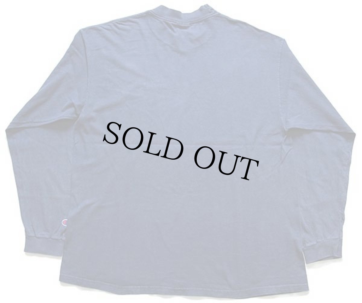 画像2: 90s メキシコ製 Championチャンピオン ワンポイント スクリプト ロゴ刺繍 モックネック コットン 長袖Tシャツ 紺 フェード XL (2)