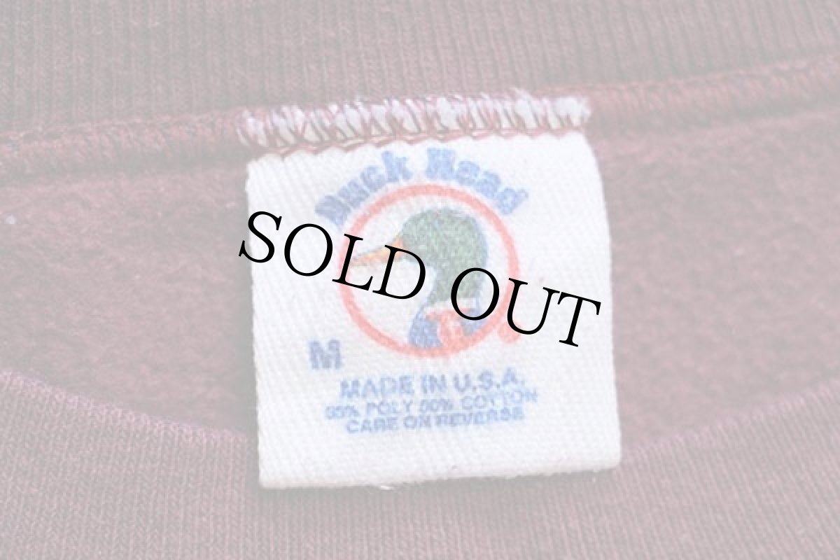 画像4: 90s USA製 Duck Head ロゴ 両面プリント スウェット バーガンディ M (4)