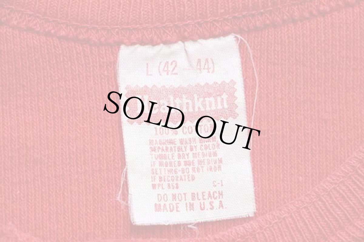 画像4: 80s USA製 Healthknit ヘンリーネック アンダーシャツ 赤 L (4)