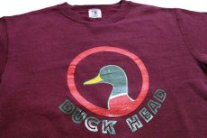 画像3: 90s USA製 Duck Head ロゴ 両面プリント スウェット バーガンディ M (3)