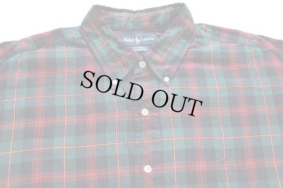 画像3: 90s ラルフローレン タータンチェック ボタンダウン コットンシャツ XXL★特大 (3)